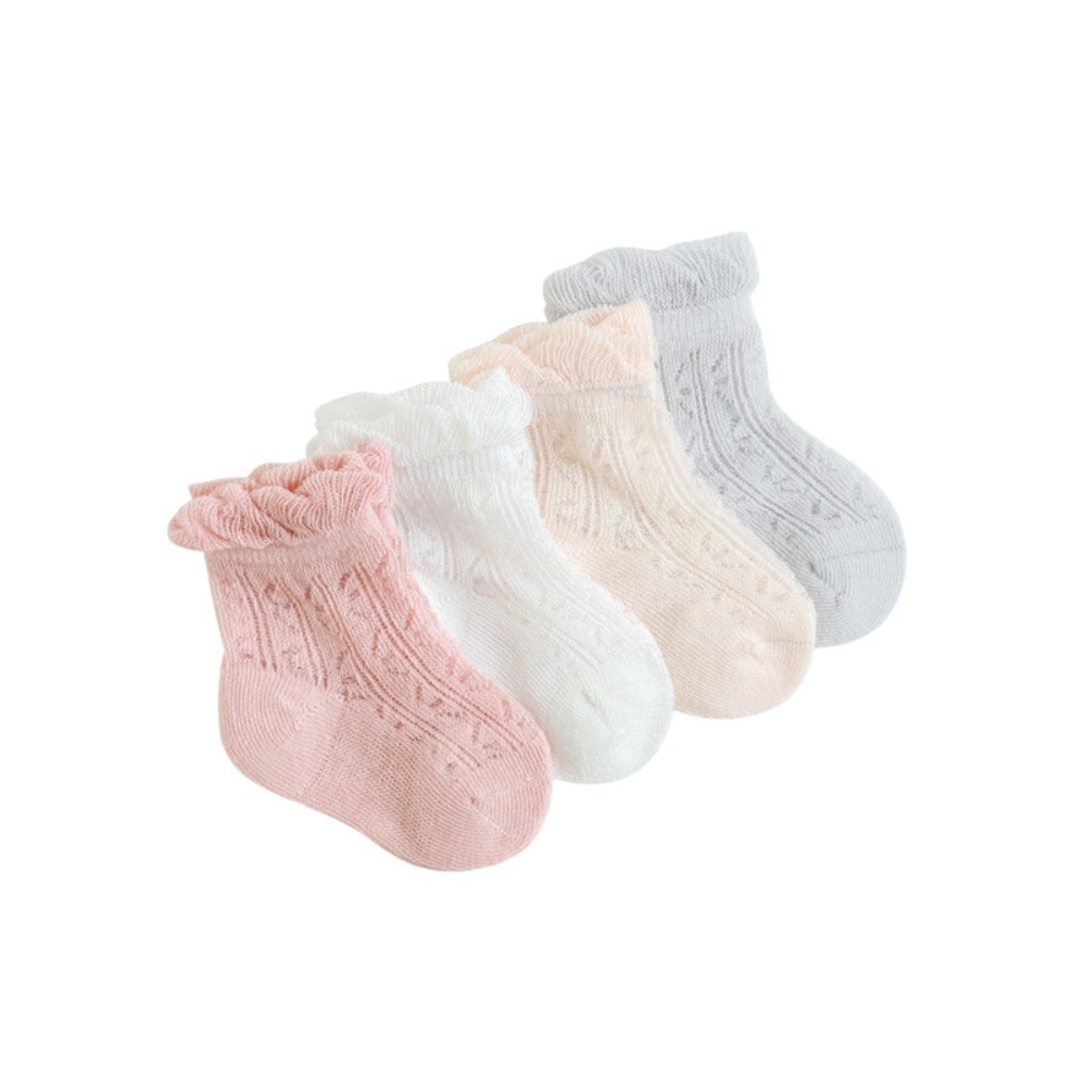 Unisex Baby Socks Non Slip - 4 paires de chaussettes à volants