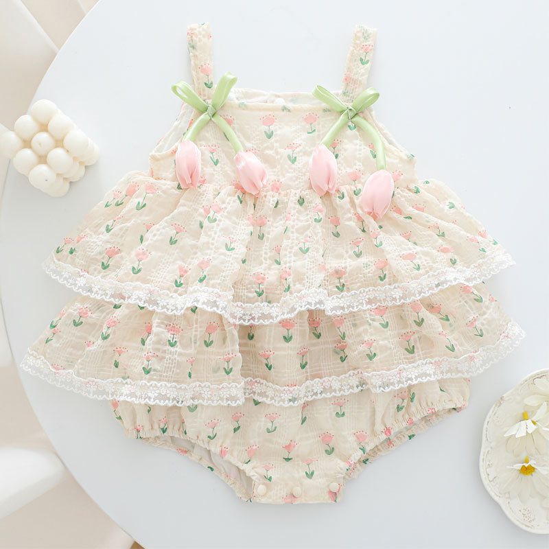Newborn Baby Girl Romper Floral - Combinaison d'été 2026 pour bébé fille,