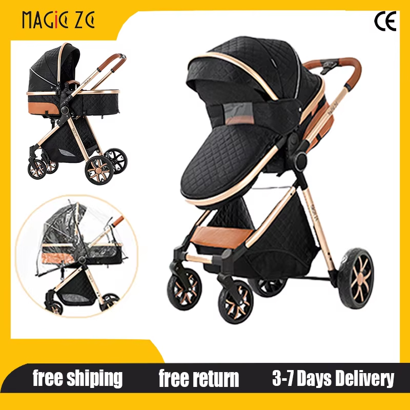 Lightweight Foldable Baby Stroller Compact - Poussette bébé 2-en-1 compacte et légère,