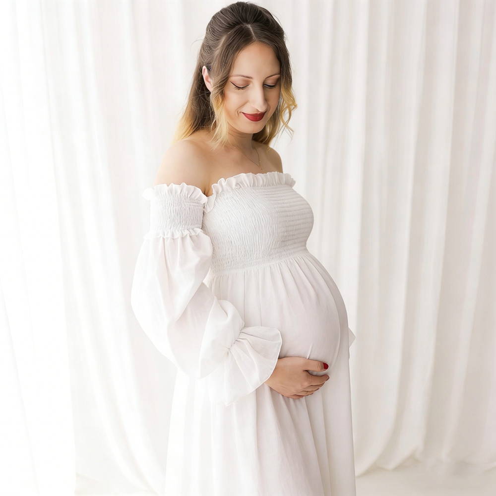 Maternity Wear - Robe de maternité blanche pour séance
