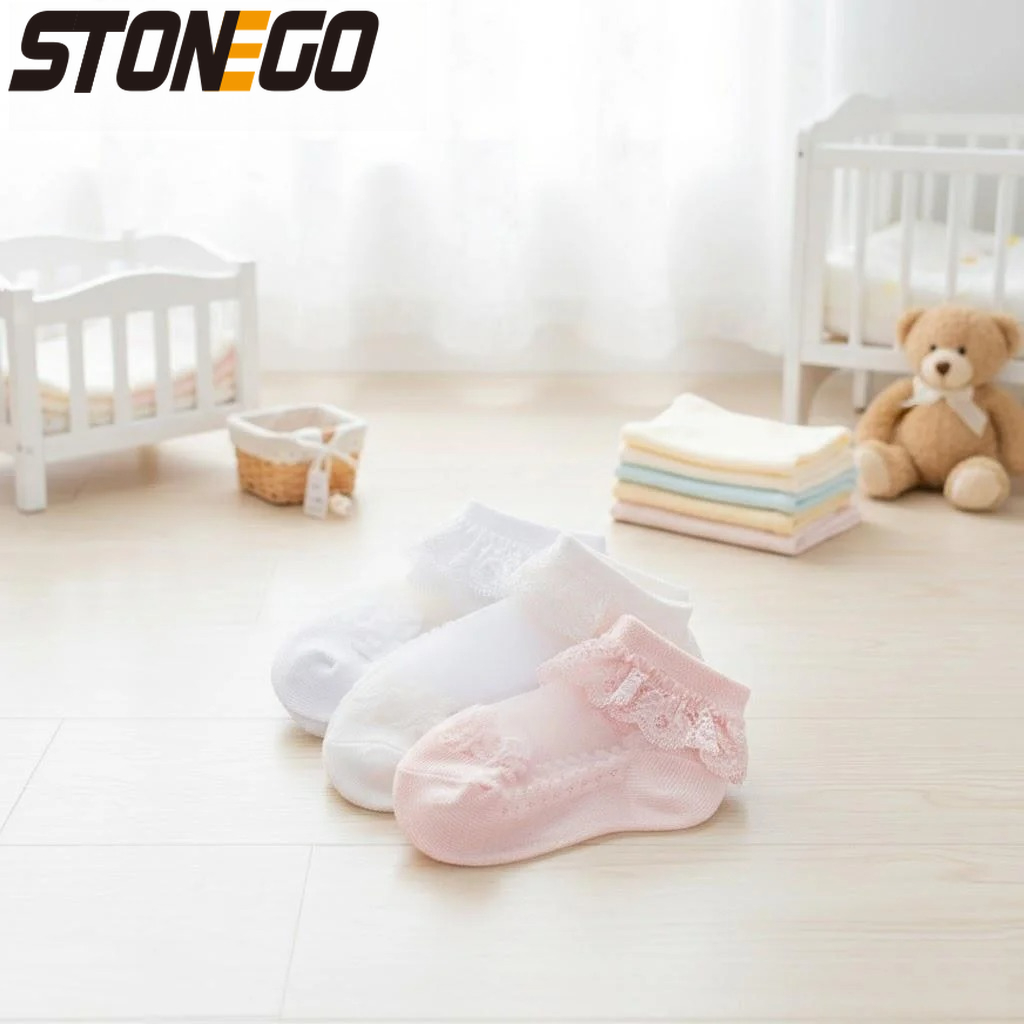 Unisex Baby Socks Non Slip - Chaussettes en dentelle florale pour bébé,