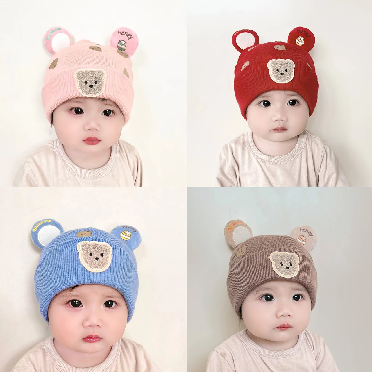 Infant Beanie Hat With Ears - Wnter chaud bébé bonnet chapeau mignon